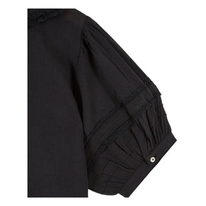 Emile et Ida - Blusa de algodón con encaje vintage | Negro