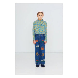 Tinycottons - Jersey de cuello alto a rayas de algodón orgánico | Azul