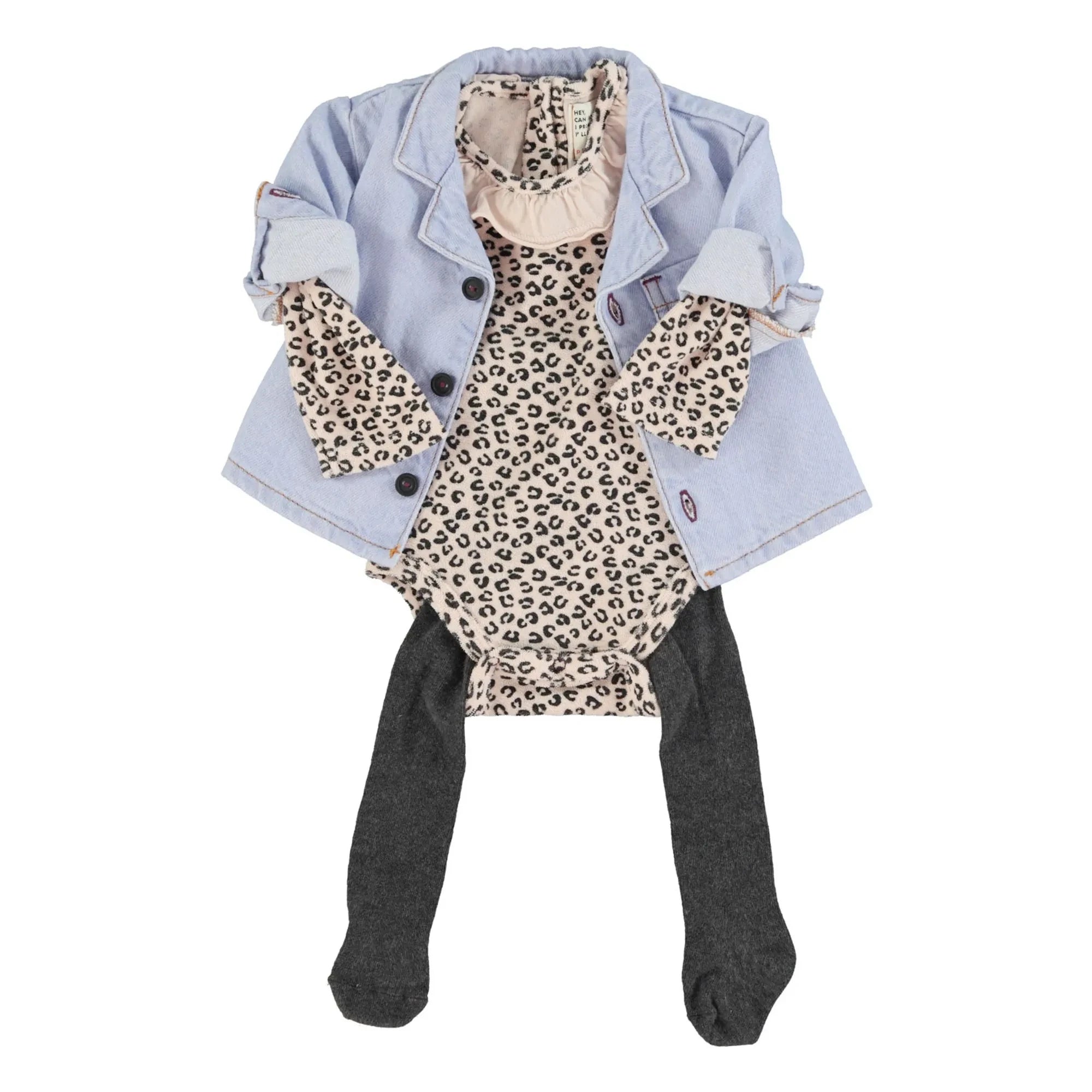 Piupiuchick - Body de algodón orgánico con cuello de leopardo | Rosa claro
