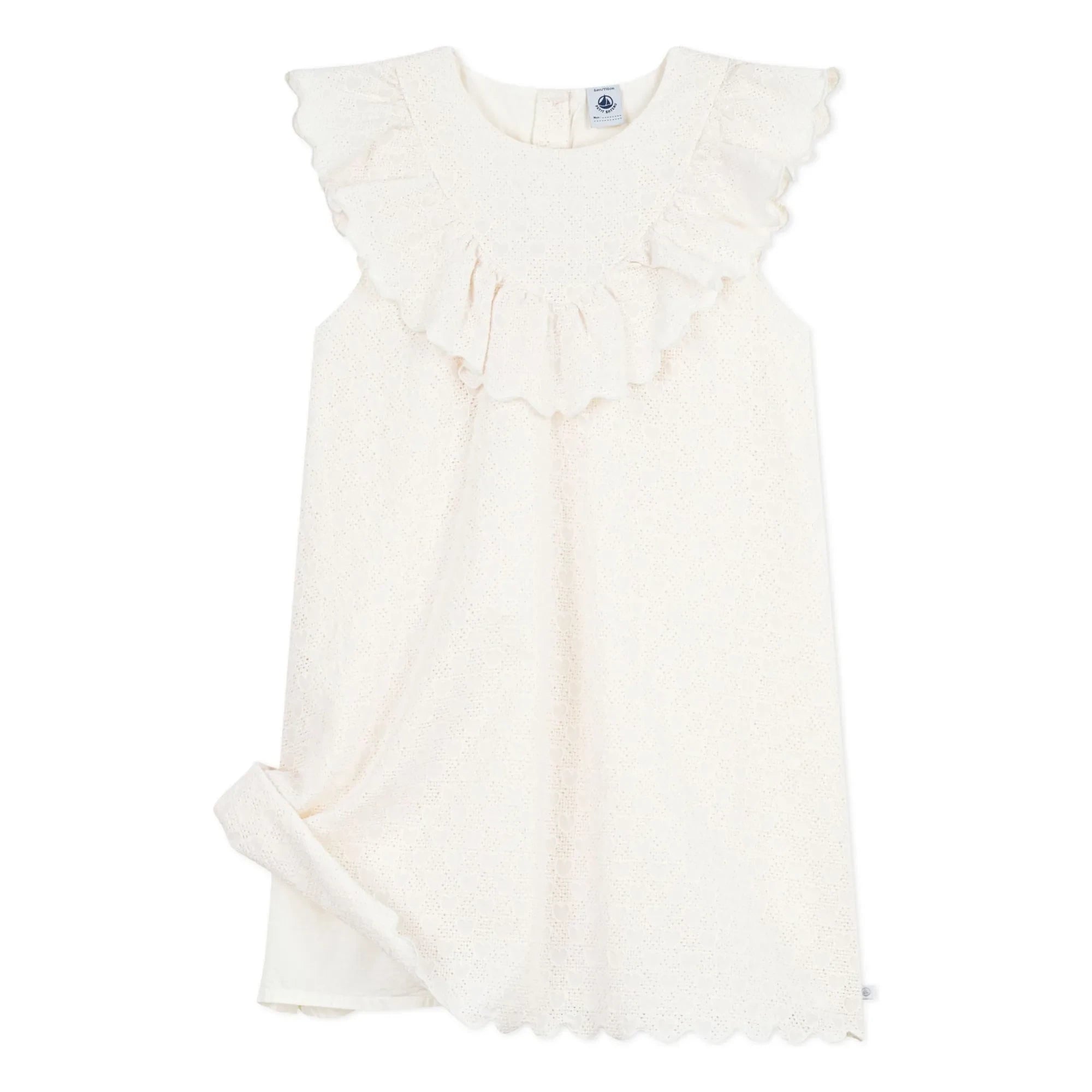 Petit Bateau - Vestido de algodón con bordado de corazón de encaje inglés | Blanco