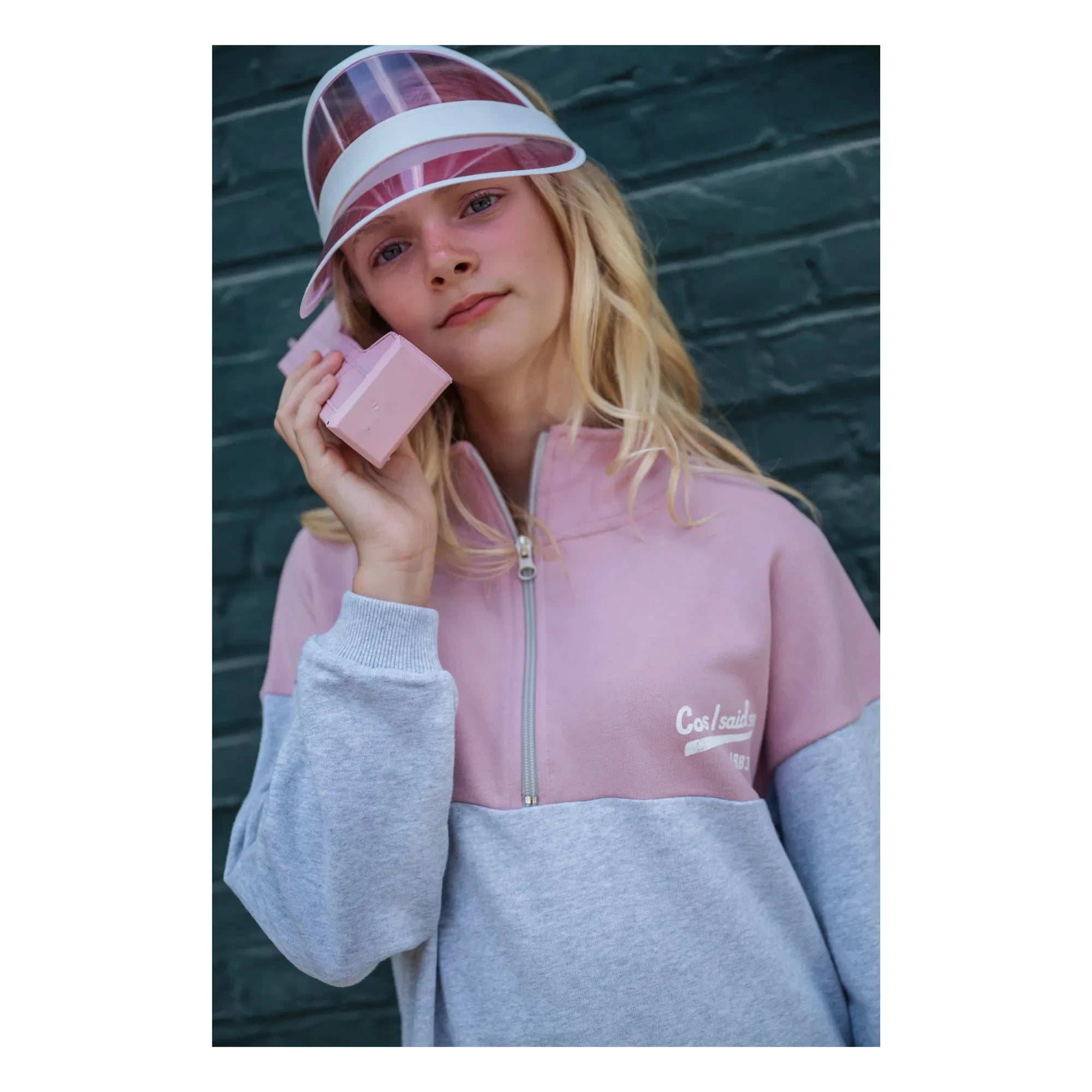 Cos I Said So - Sudadera con capucha y cremallera de algodón orgánico con logo | Rosa