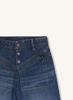 Chloé - Pantalones cortos de algodón orgánico con bolsillos de jean | Azul