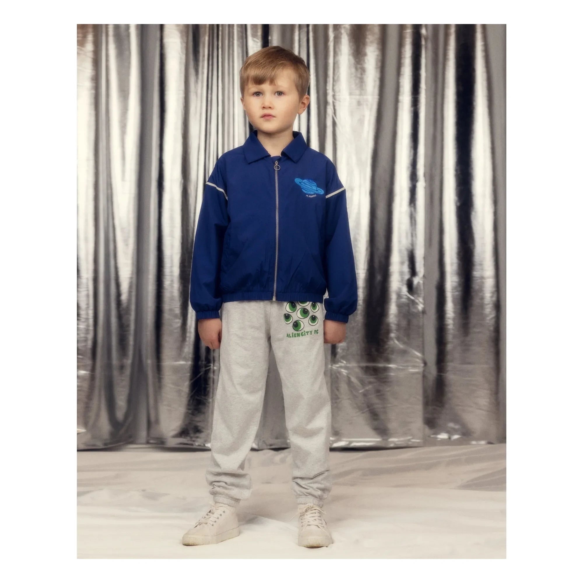 Mini Rodini - Chaqueta bomber de fibra reciclada Planet | Azul