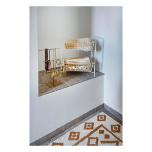 Madam Stoltz - Alfombrilla de baño de algodón capitoné | Roja