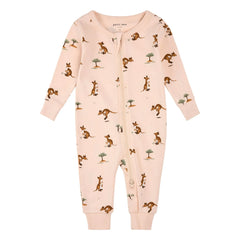 Petit Lem - Pijama sin mangas de algodón orgánico Kagourous | Rosa polvo