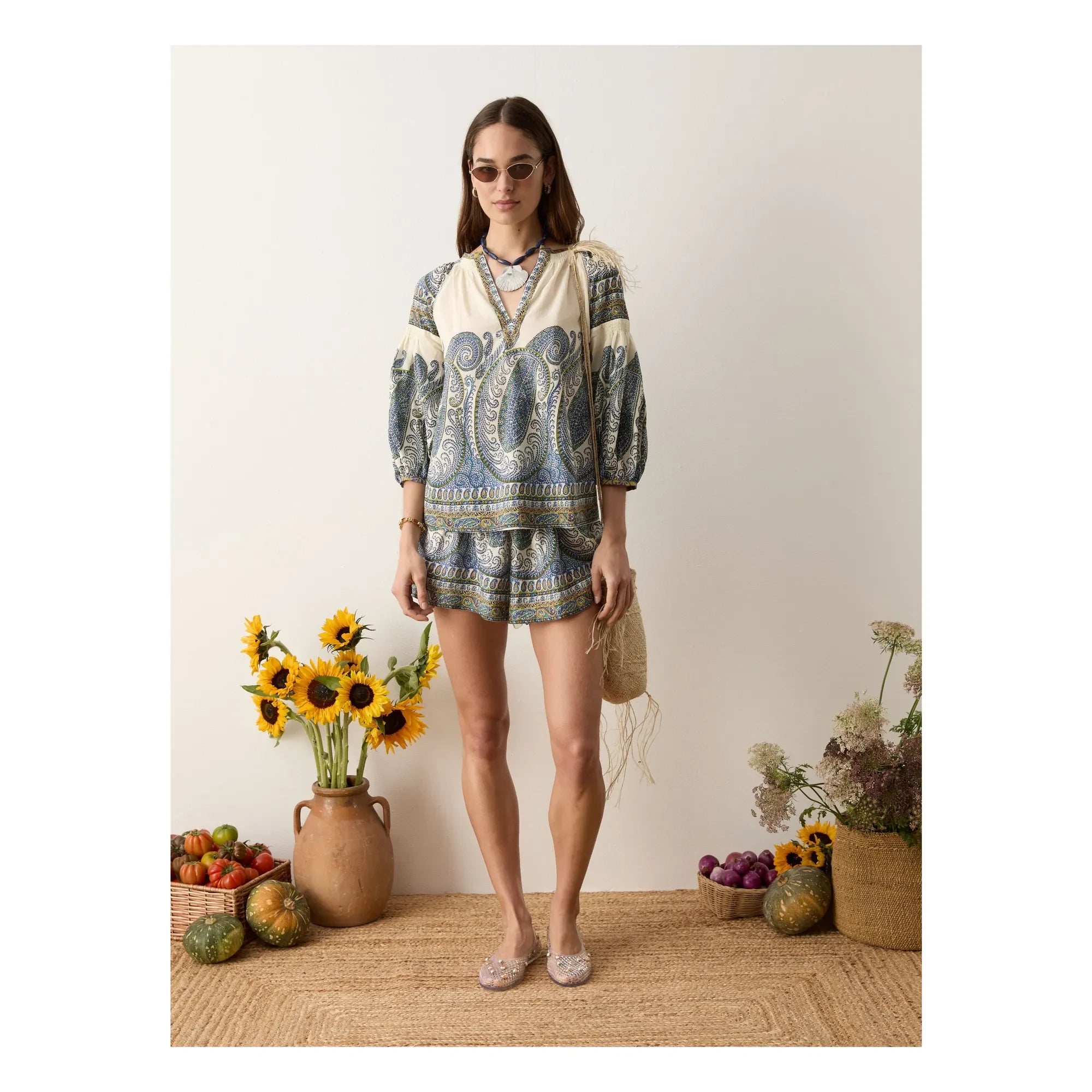 Boteh - Arcadia Shorts de Lino | Lapislázuli