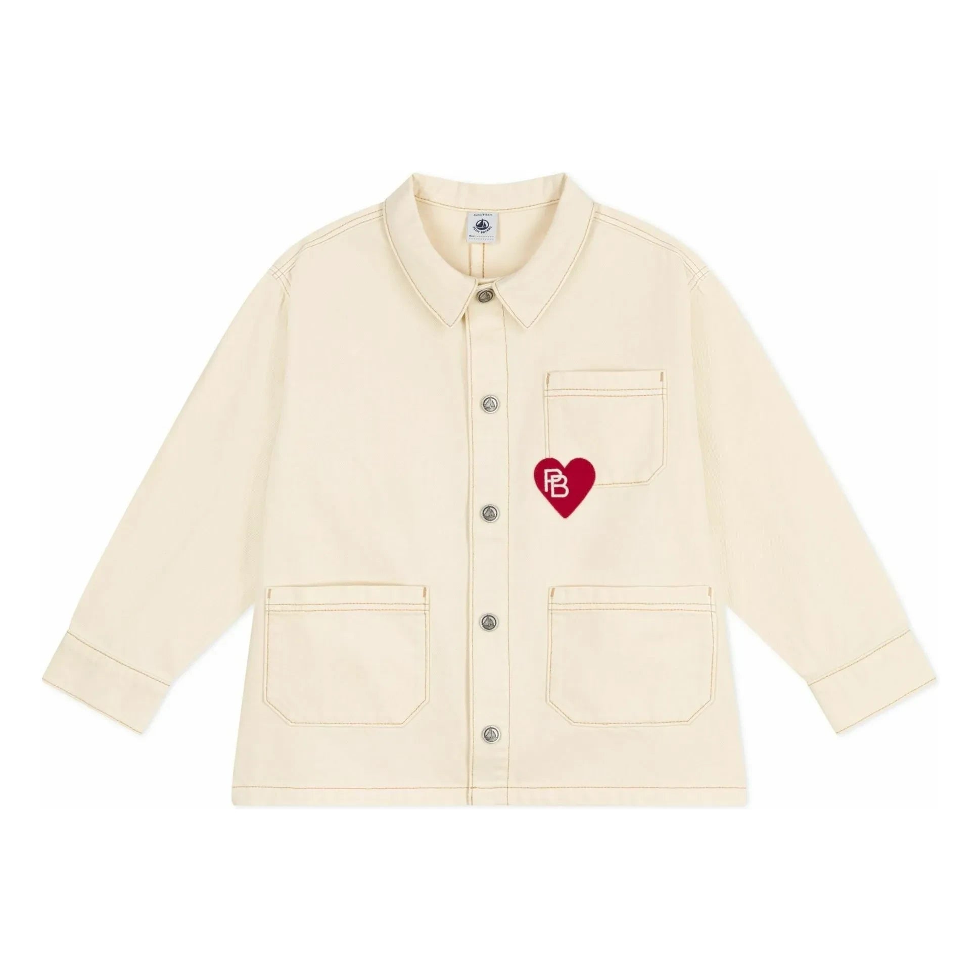 Petit Bateau - Chaqueta Corazón con Costuras Vistas | Crudo