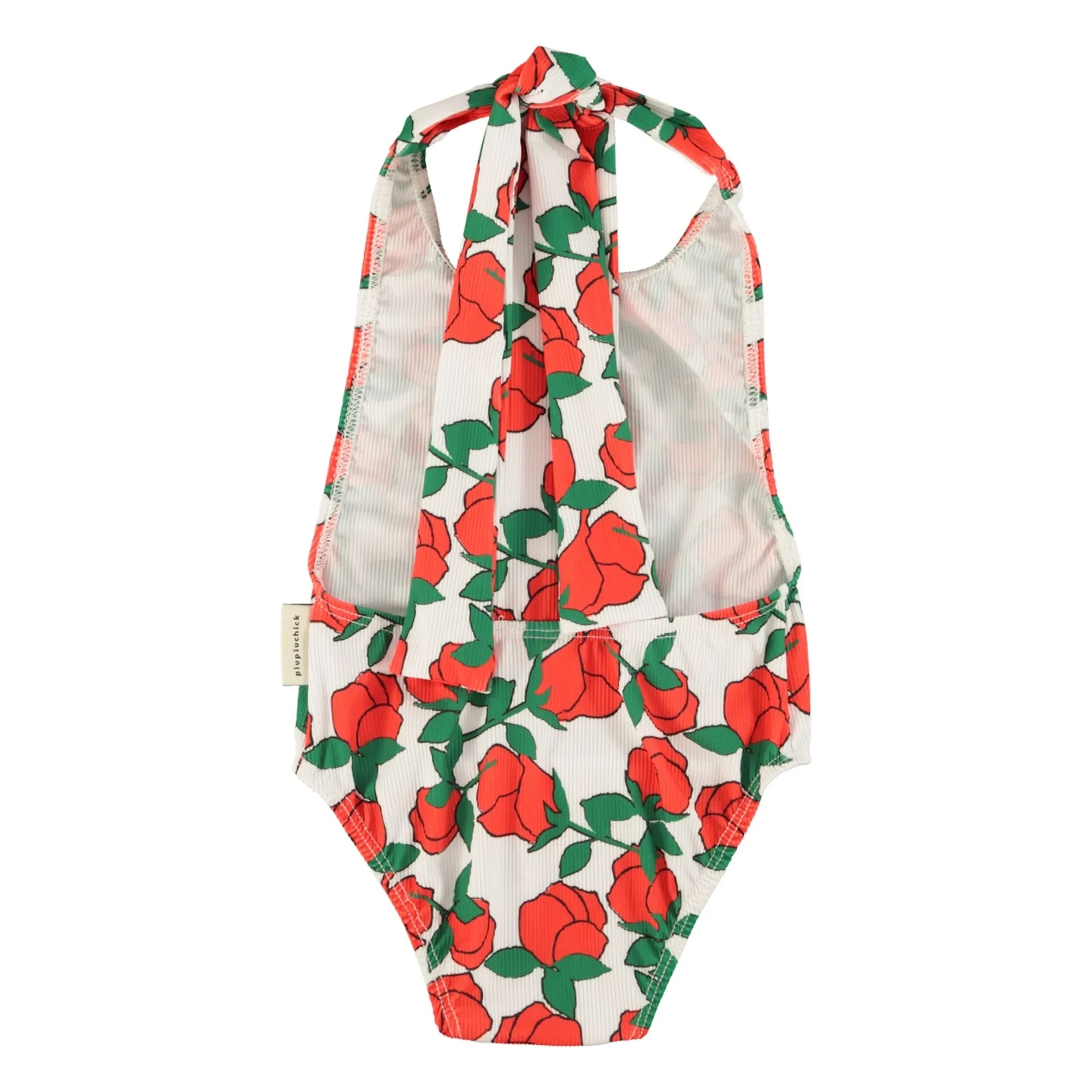 Piupiuchick - Bañador texturizado tipo halter, Rosas, Fibras recicladas | Crudo