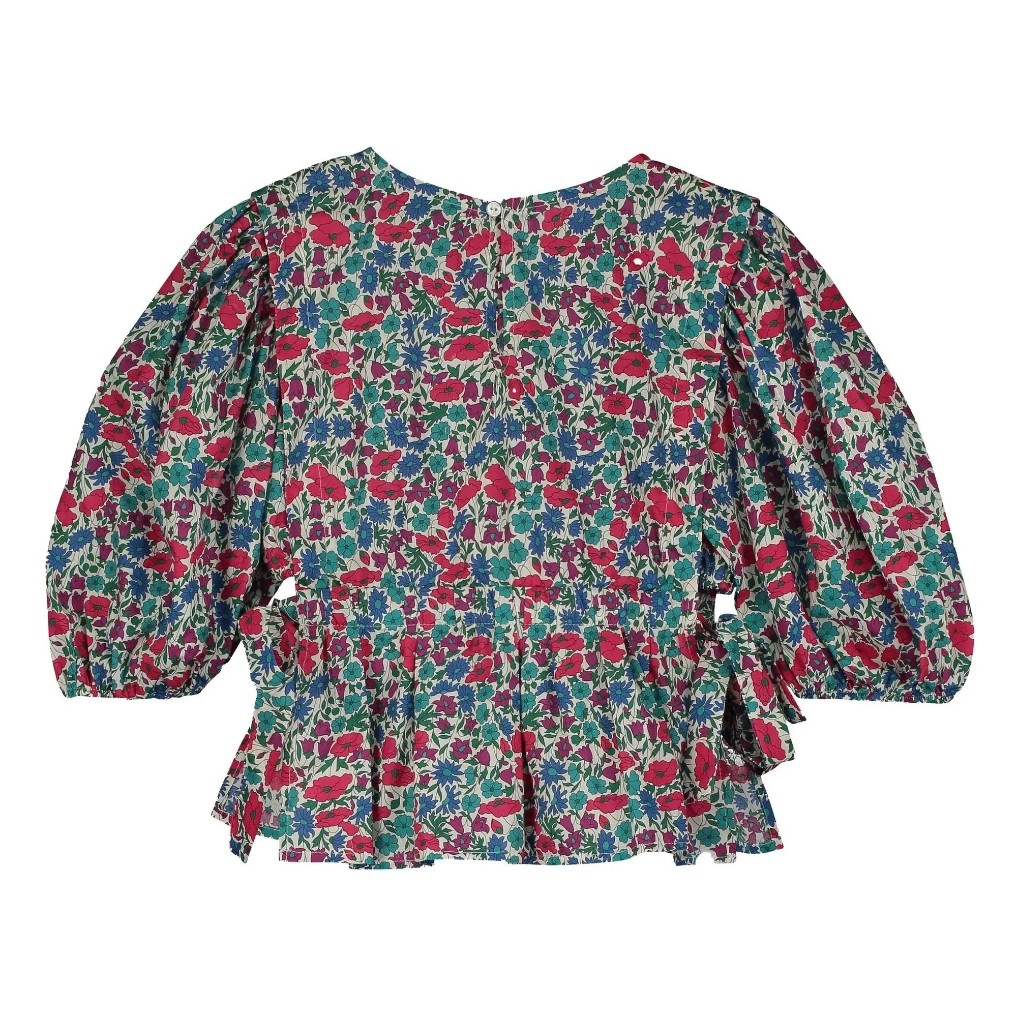 Tangerine - Blusa de manga abullonada floral | Rojo Frambuesa