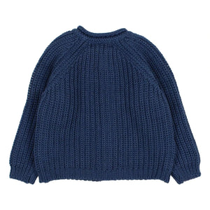 Búho - Cárdigan de algodón orgánico Côtes Perlées | Azul marino