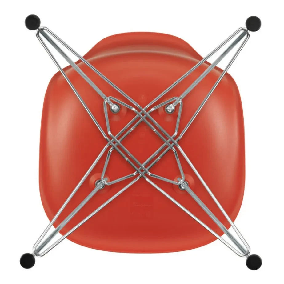 Vitra - Silla de plástico DSR - base cromada - Charles & Ray Eames | Rojo amapola