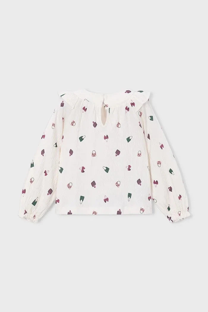 Blusa de algodón con volantes Mayoral para niños