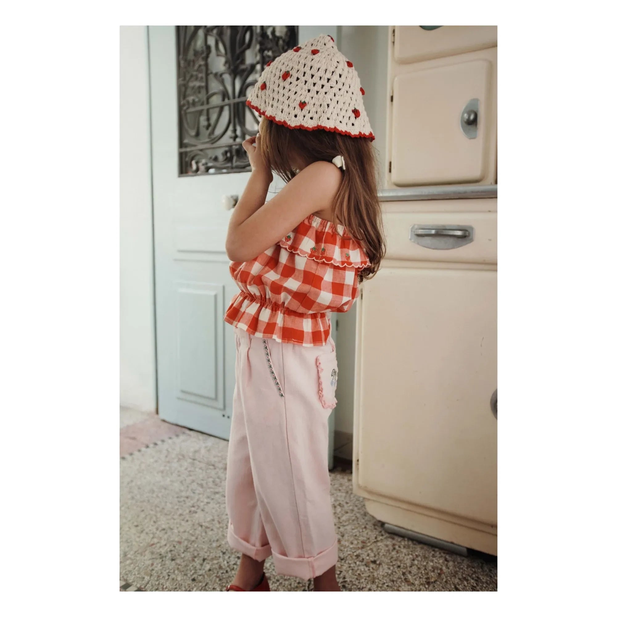 Emile et Ida - Blusa de cuadros bordada de algodón orgánico | Rojo