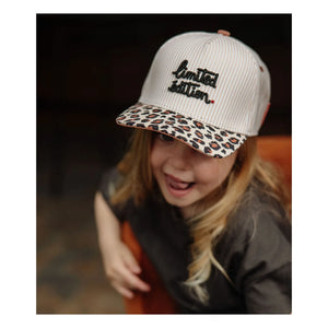 Hello Hossy - Gorra con visera curva de algodón orgánico con estampado de leopardo | Crema
