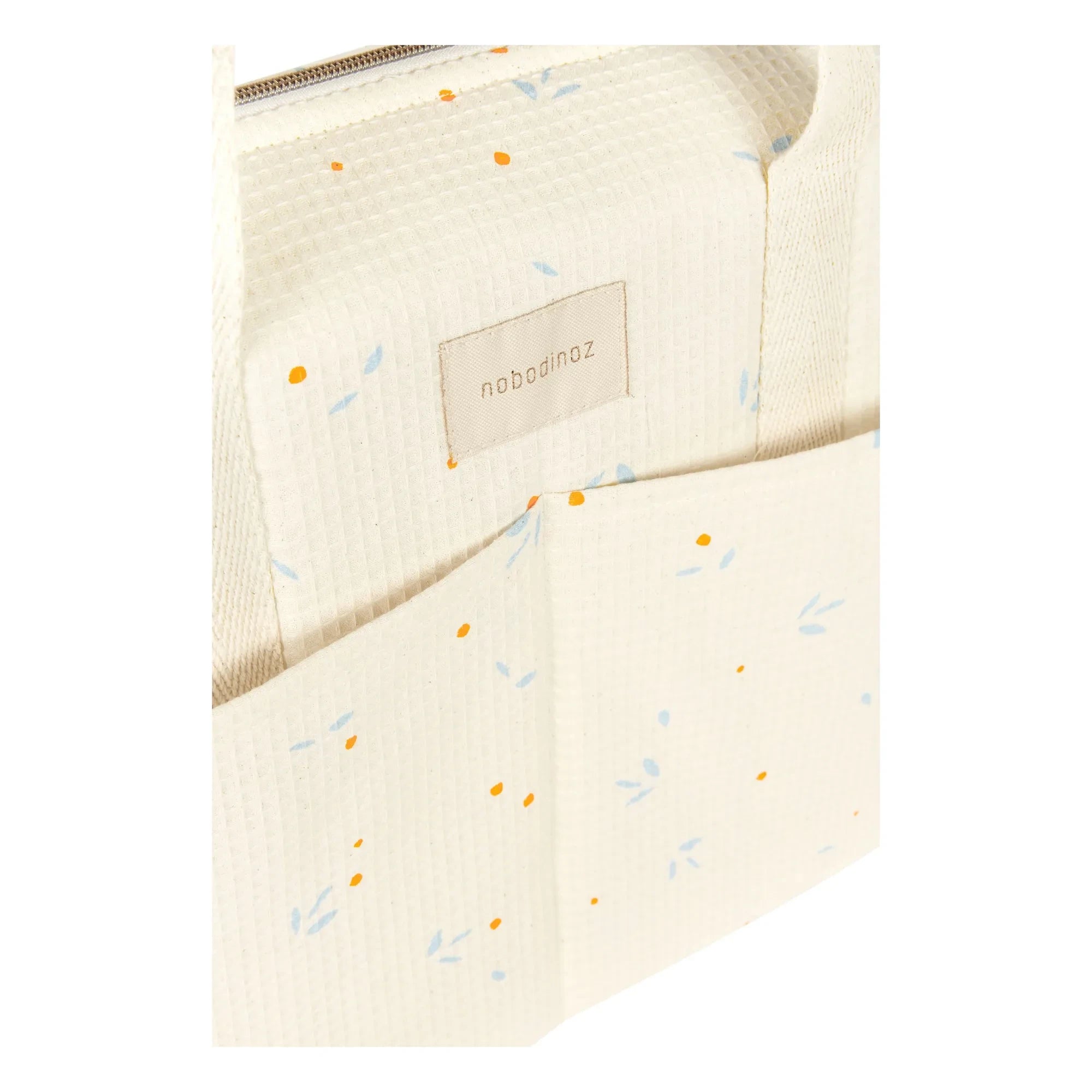 Nobodinoz - Bolso cambiador impermeable Gala Opera Orange Cherries | Beige