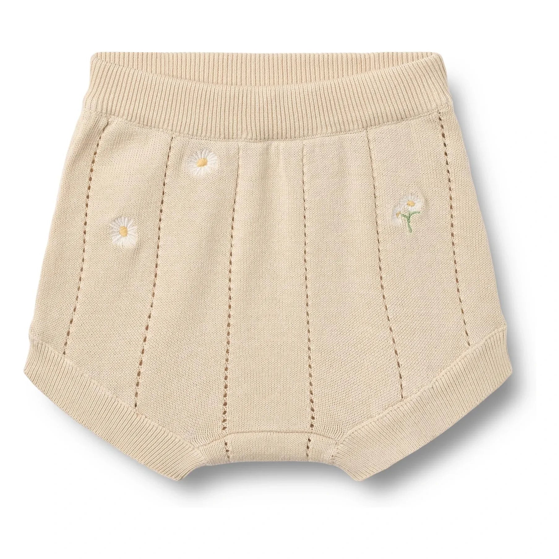 Trigo - Pantalón corto de punto de algodón orgánico Dua Flowers | Crudo
