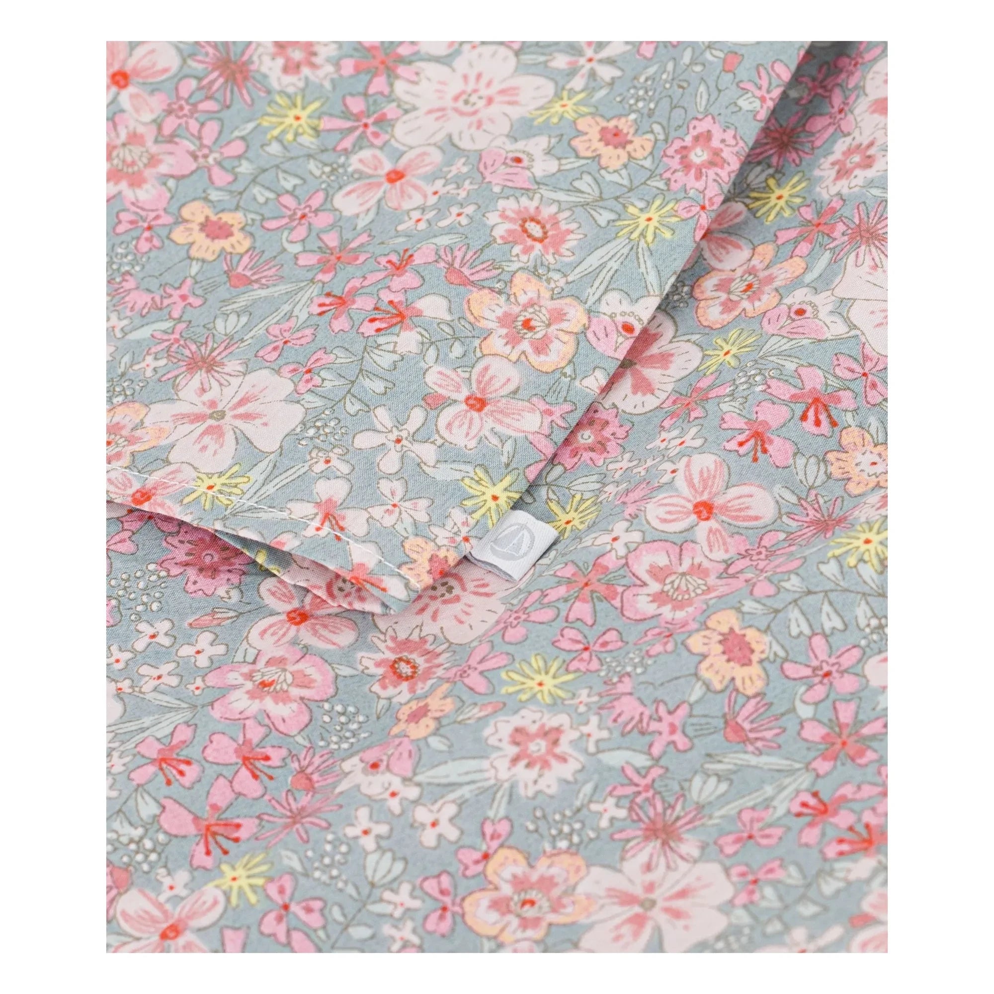Petit Bateau - Blusa suelta de algodón con ribetes florales | Gris azulado