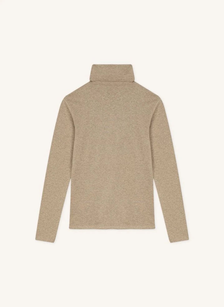 Petit Bateau - Suéter de cuello cisne | Beige jaspeado