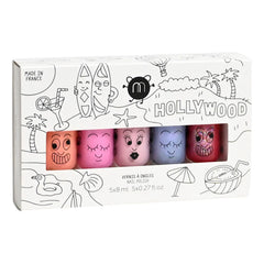 Nailmatic Kids - Set de 5 esmaltes de uñas al agua Hollywood - Gaston, Super, Polly, Bella y Kitty