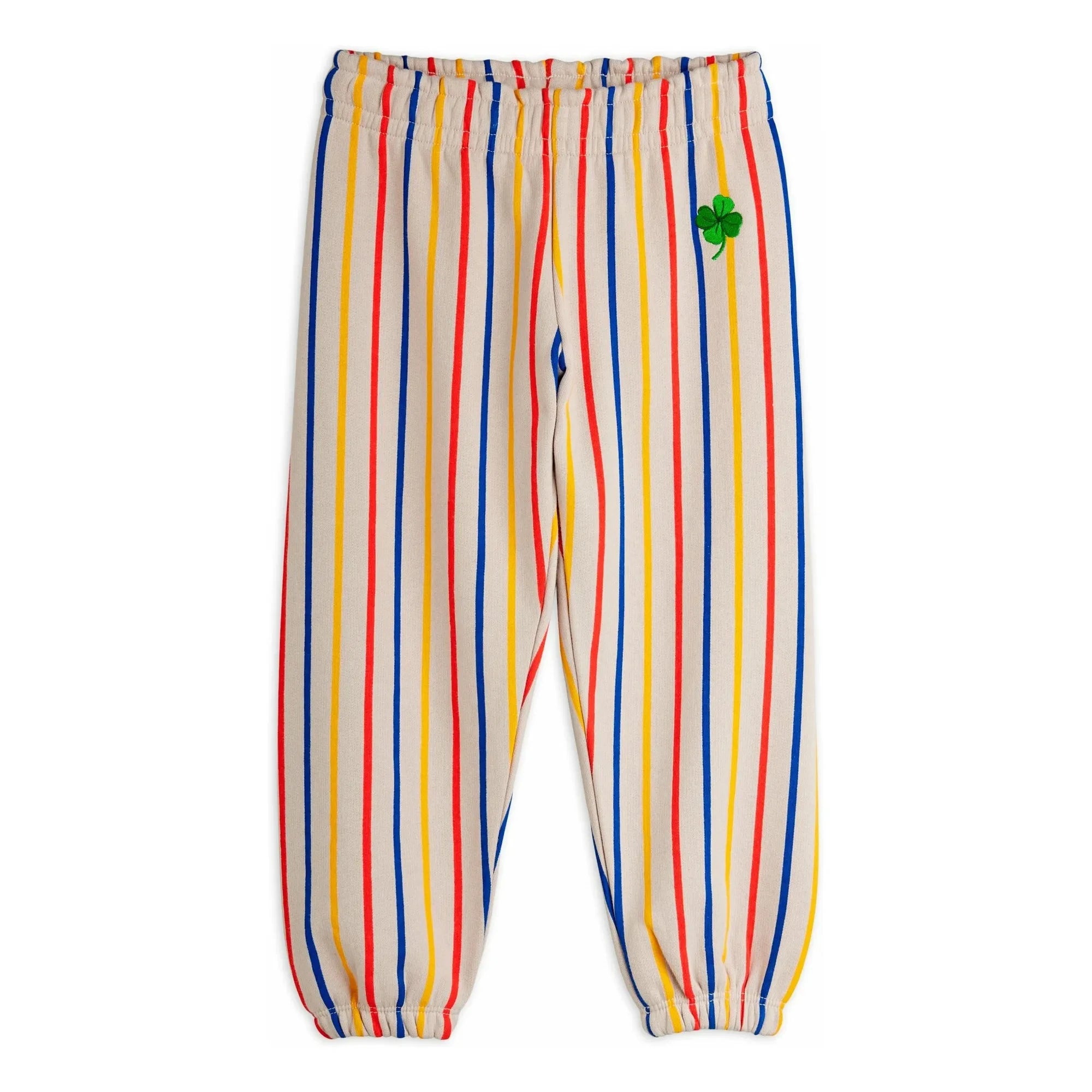 Mini Rodini - Pantalón de chándal de algodón orgánico a rayas de trébol | Crudo