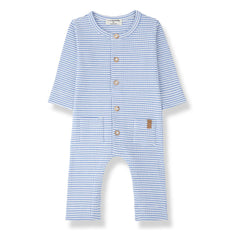 1+ in the family - Pijama acanalado Cambrils a rayas | Azul claro