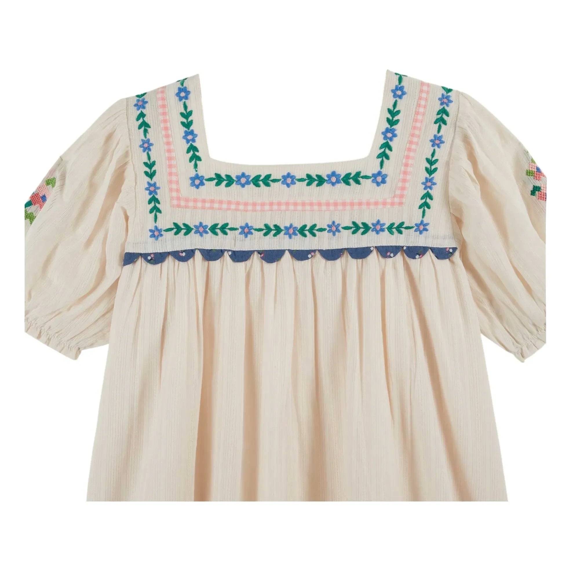 Emile et Ida - Vestido con volantes bordados | Crema