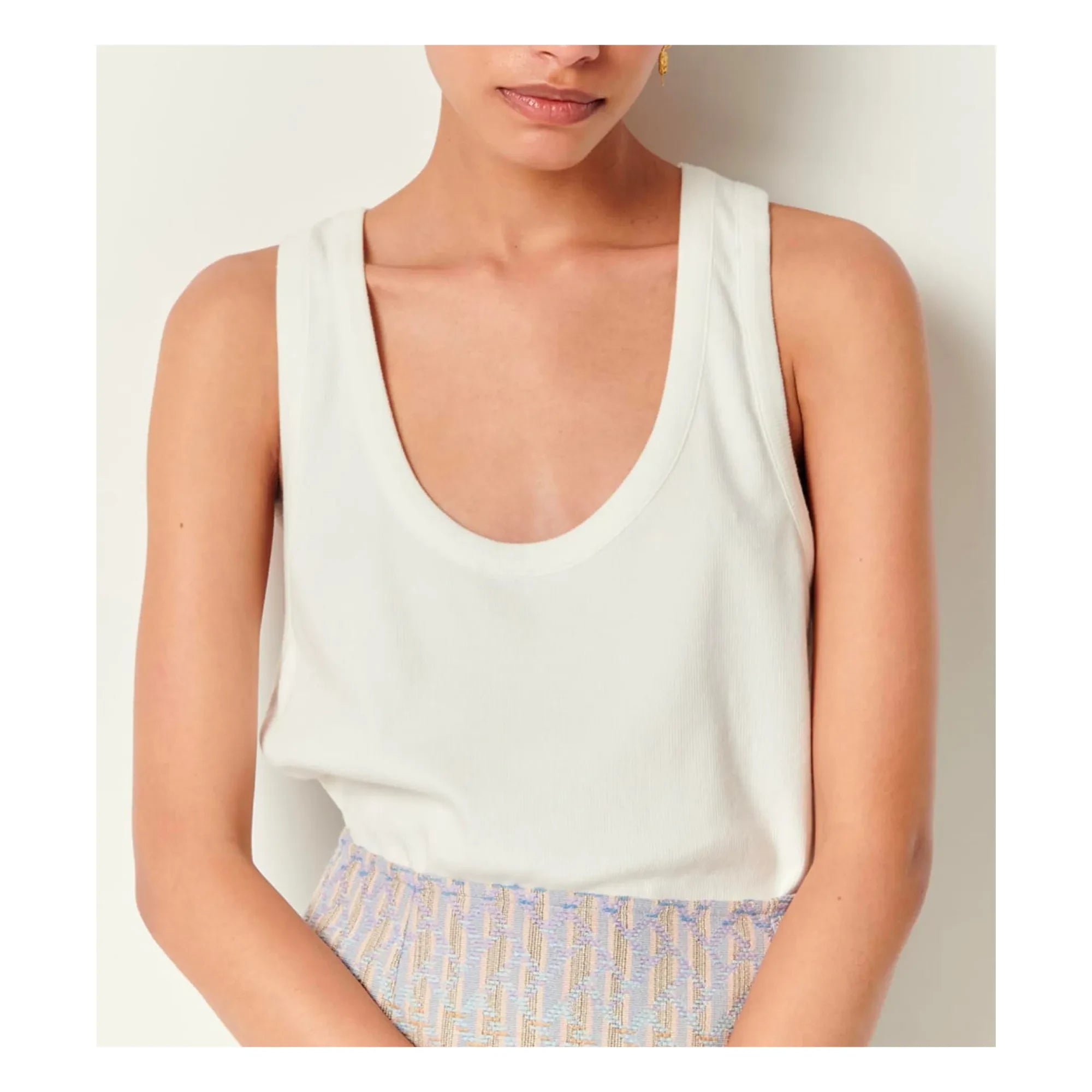 Sessùn - Camiseta de tirantes acanalada | Blanco óptico