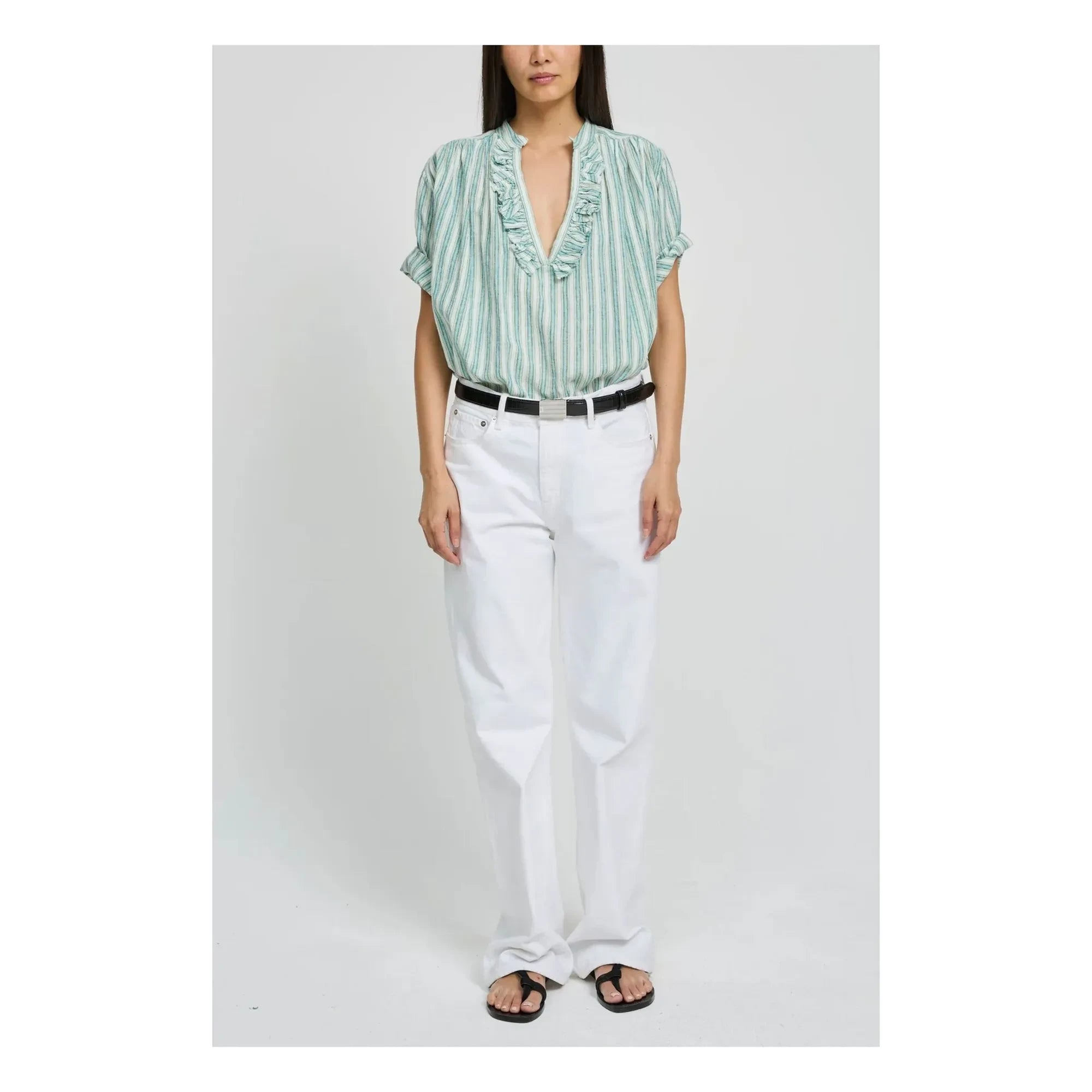 Laurence Bras - Blusa de algodón a rayas Dida | Verde claro