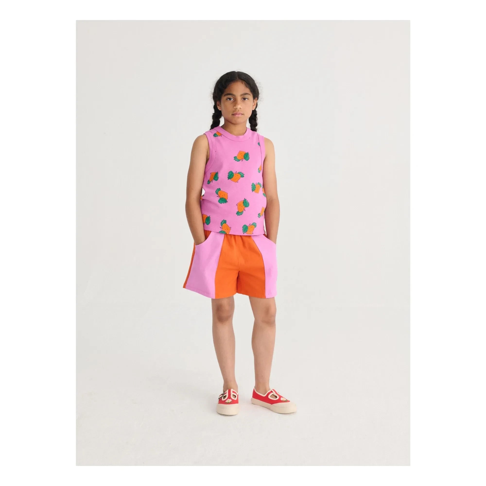 Bobo Choses - Shorts de algodón orgánico con bloques de color | Naranja