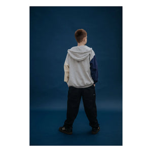 Repose AMS - Sudadera con cremallera tricolor de algodón orgánico | Gris