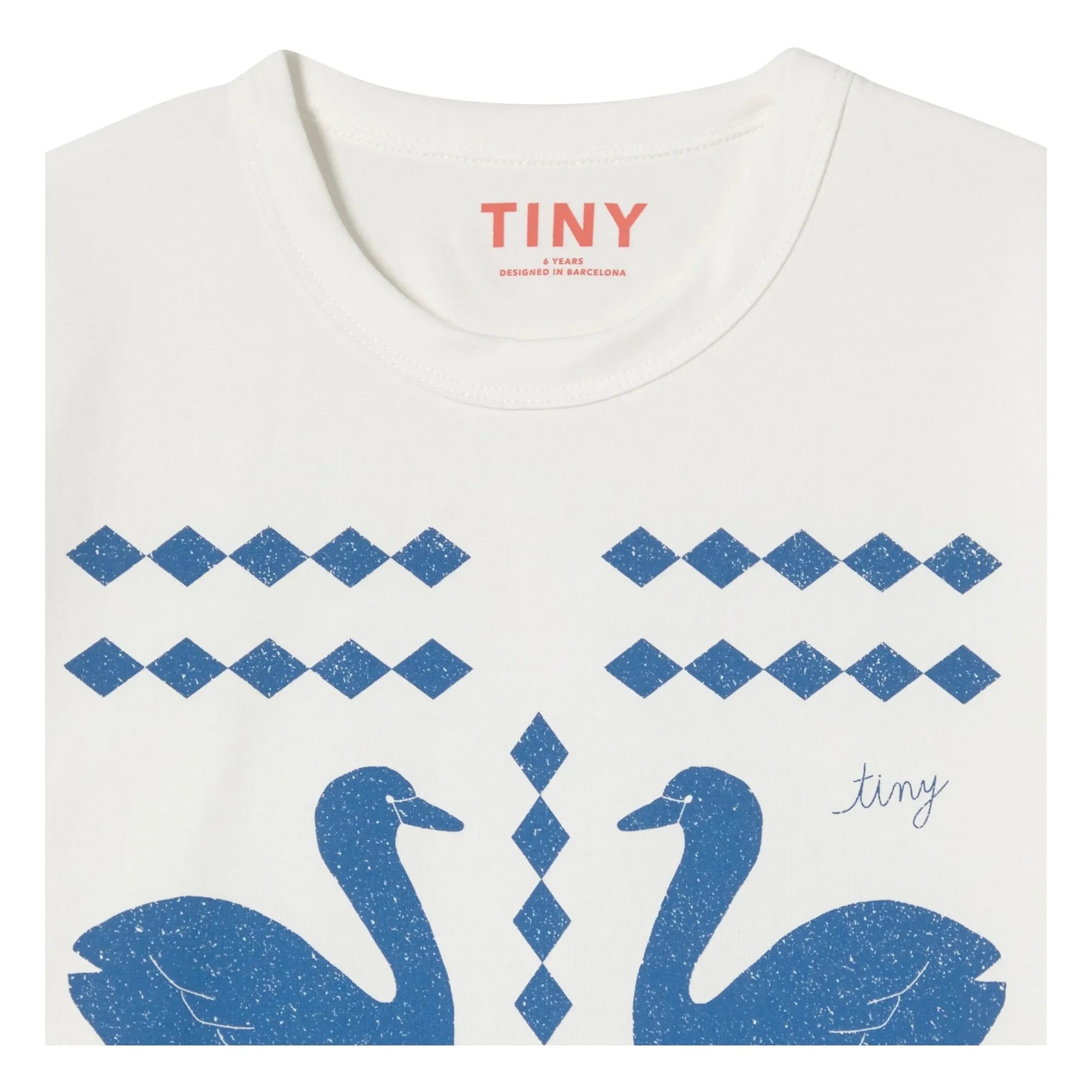 Tinycottons - Camiseta Swans Losanges algodón orgánico | Blanco