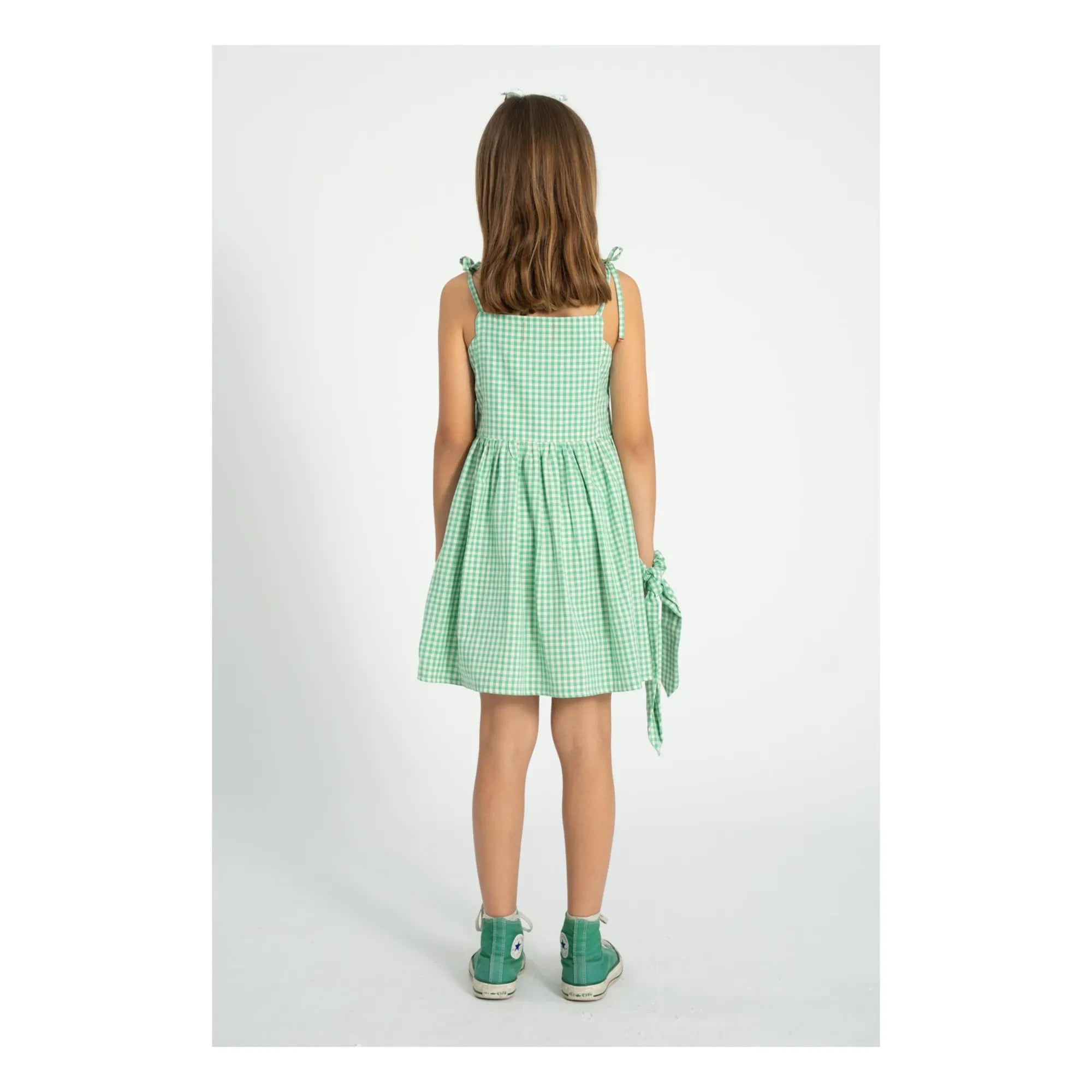 Piupiuchick - Vestido corto de algodón orgánico Gingham | Turquesa