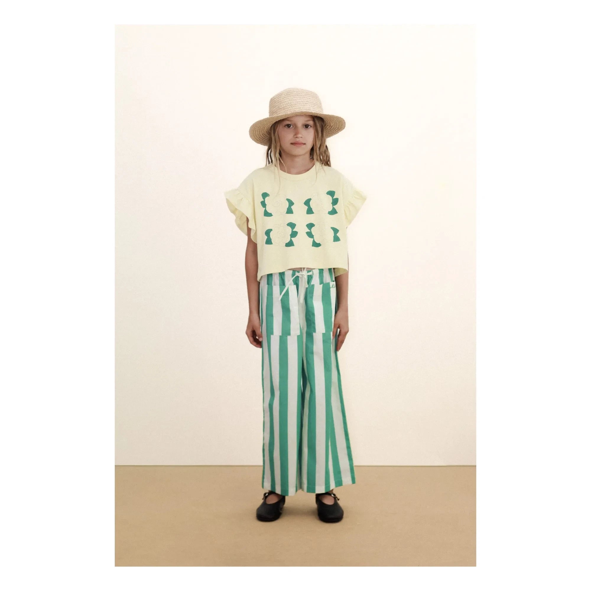 Tinycottons - Pantalón pequeño a rayas verdes