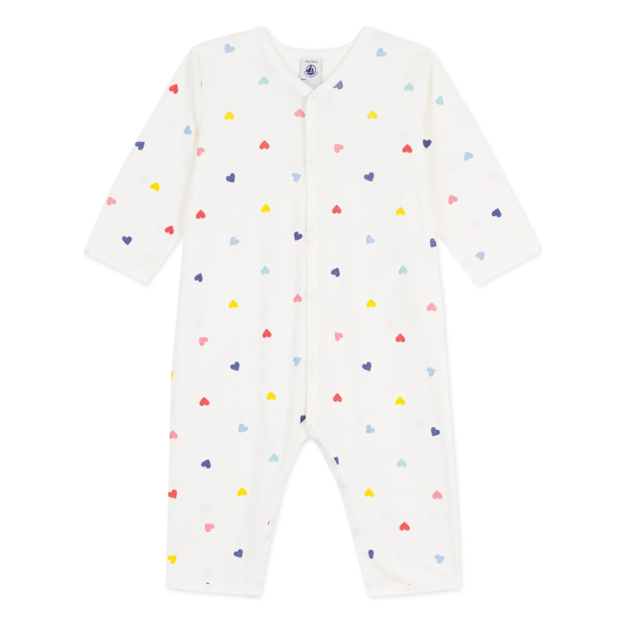 Petit Bateau - Pijama con estampado de corazones "Sleep Well" | Blanco