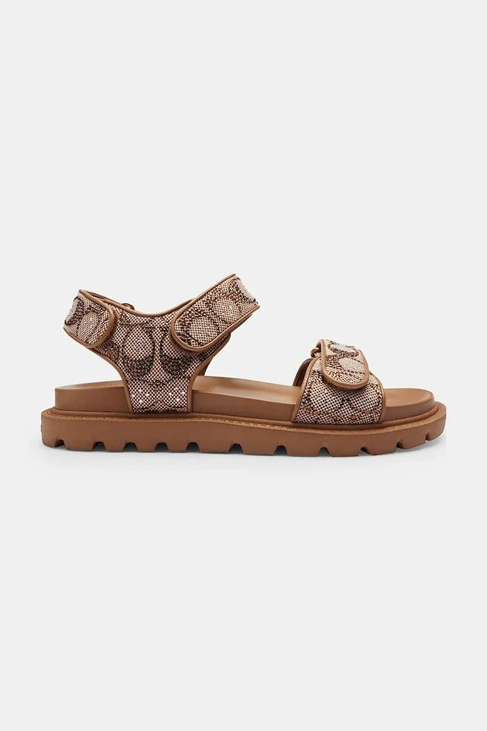 Coach Brynn Crystal Signature Sandalia de Cuero Plana para Mujer