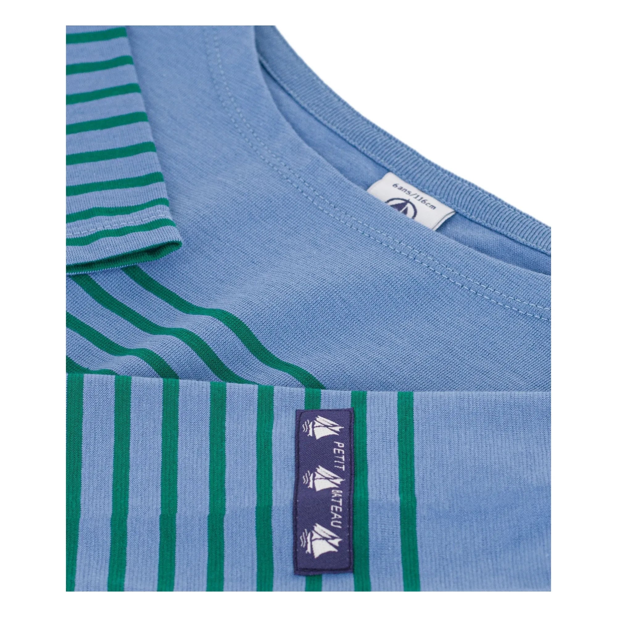 Petit Bateau - Düz Tişört Marinière Organik pamuk | Mavi