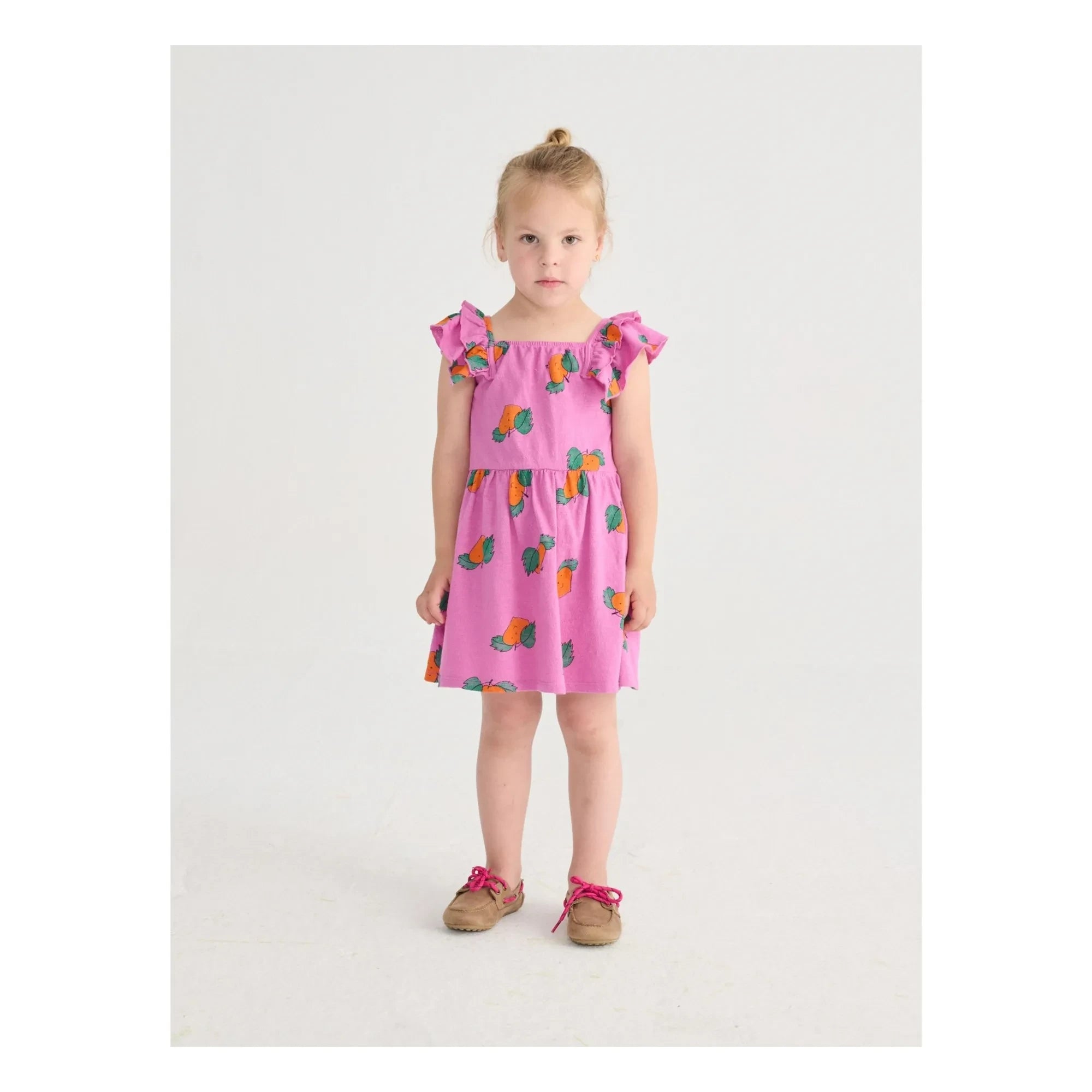 Bobo Choses - Vestido naranja con volantes de algodón orgánico | Púrpura