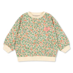 Konges Sløjd - Loupy Çiçek Desenli Organik Pamuklu Sweatshirt | Yeşil