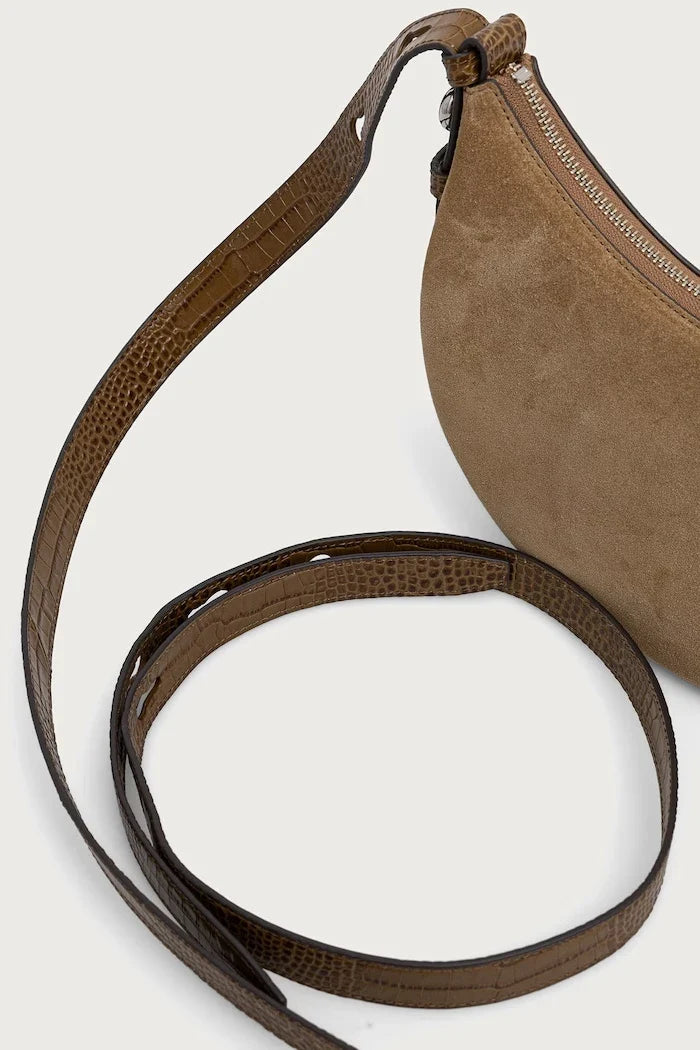 Bolso bandolera de ante para mujer Tory Burch Romy Half Moon
