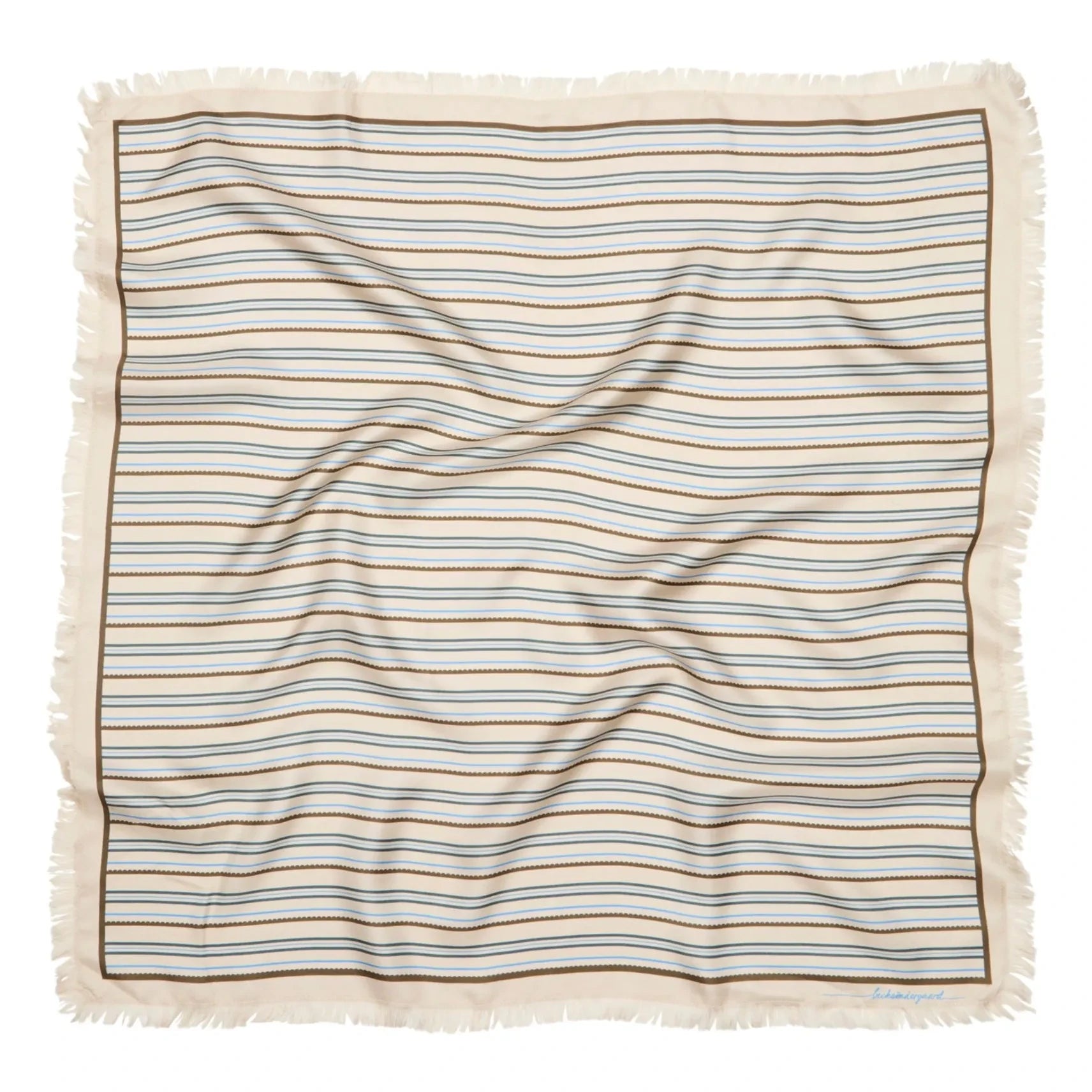 Becksöndergaard - Pañuelo de seda a rayas Scallopia | Crema