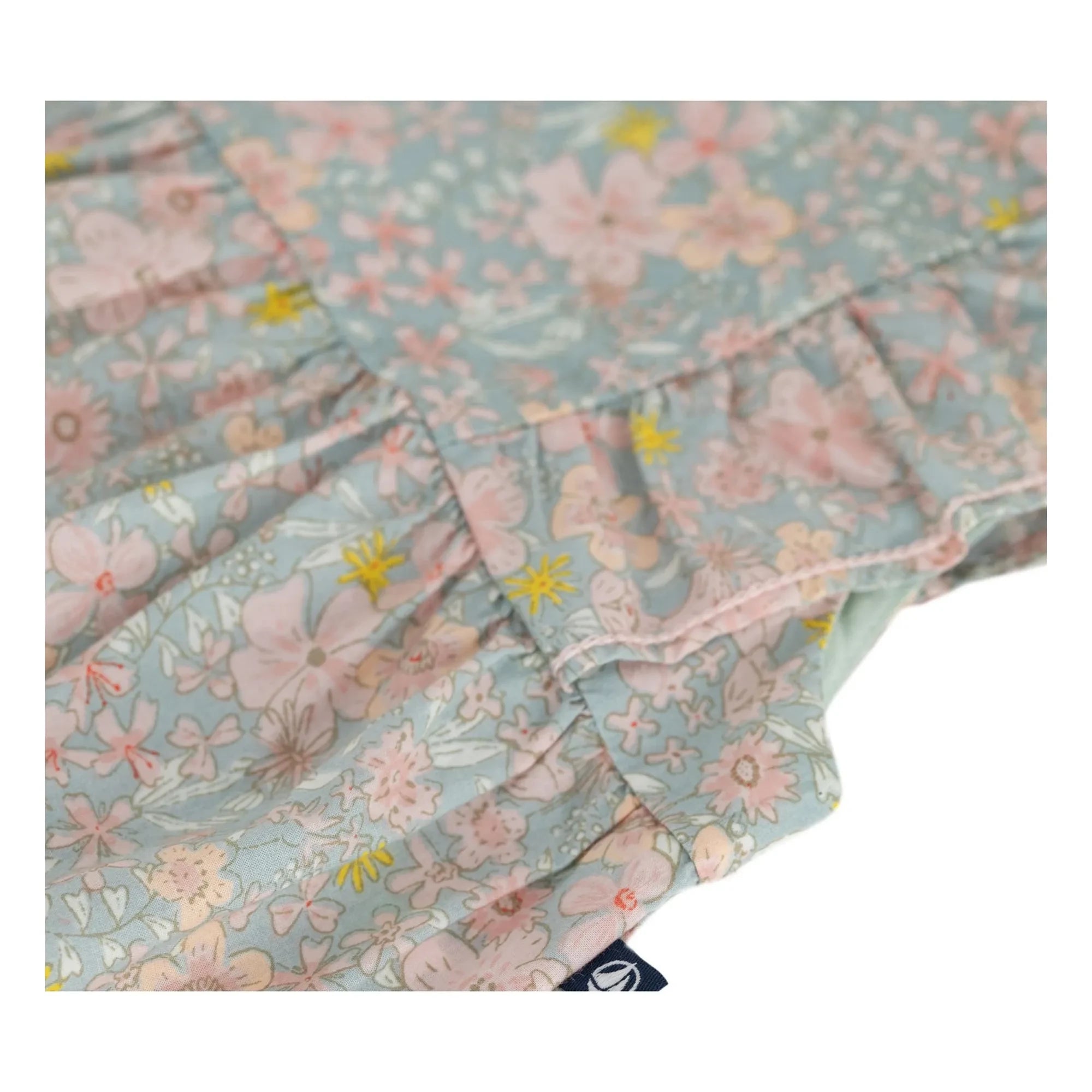 Petit Bateau - Peto de popelina de algodón orgánico con estampado floral | Azul grisáceo