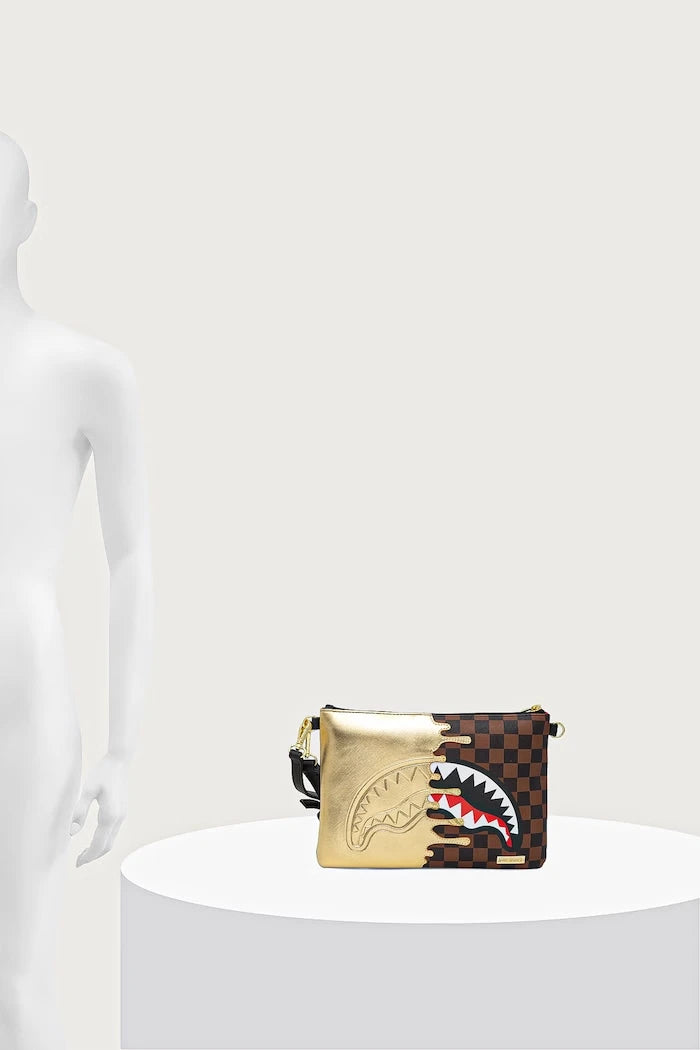 Sprayground - Bolsa de Hombro de Mujer en Piel Sintética Marrón con Tiburones de París 910B9344NSZ