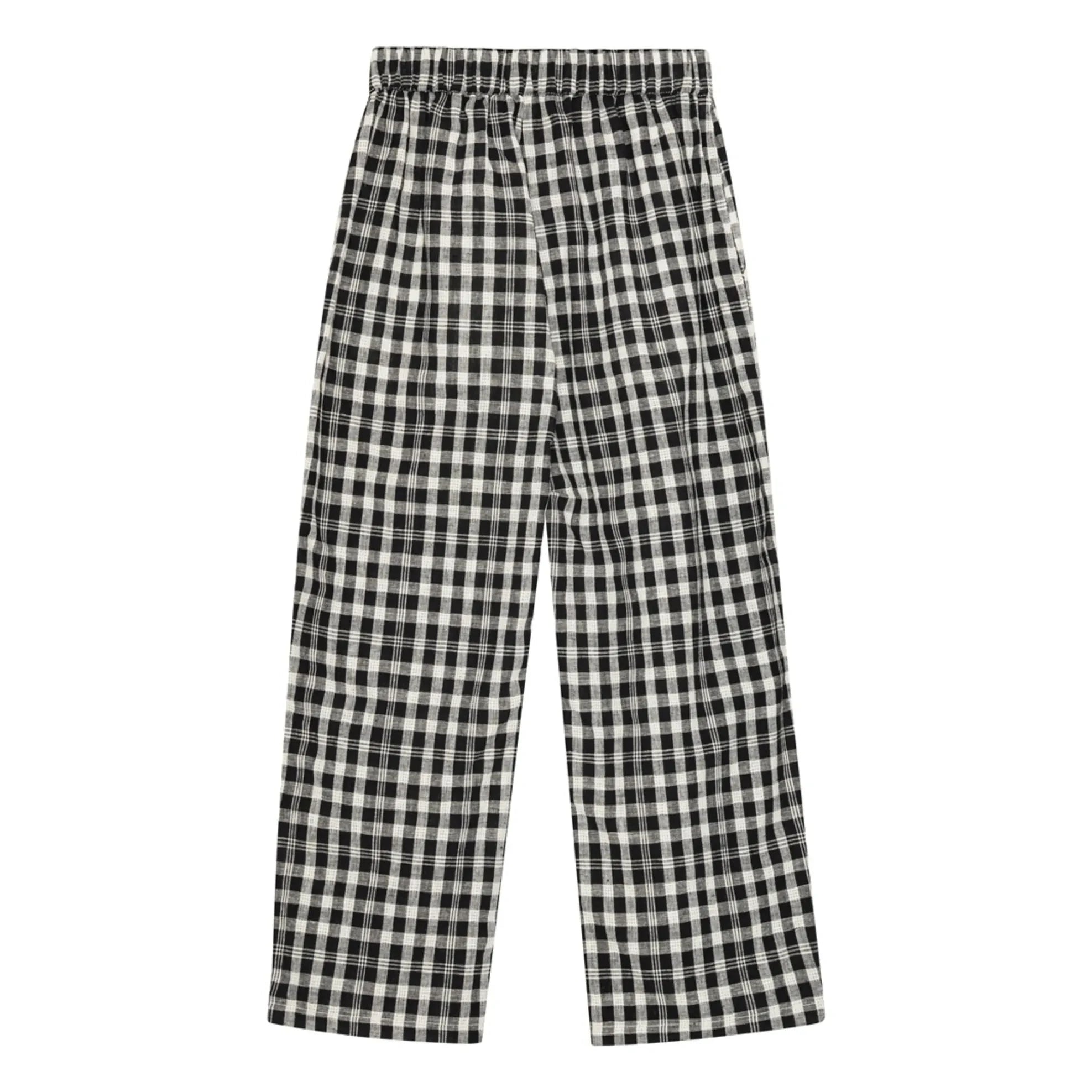 brunobruno nation - Dora pantalón a cuadros de algodón orgánico | Negro