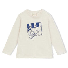 Arsène et Les Pipelettes - Camiseta de algodón orgánico "Bonjour" | Beige jaspeado