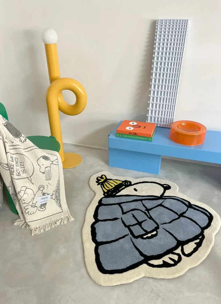 Maison Deux - Maison Deux x Peanuts | Manta de algodón impresa en blanco con diseño de béisbol