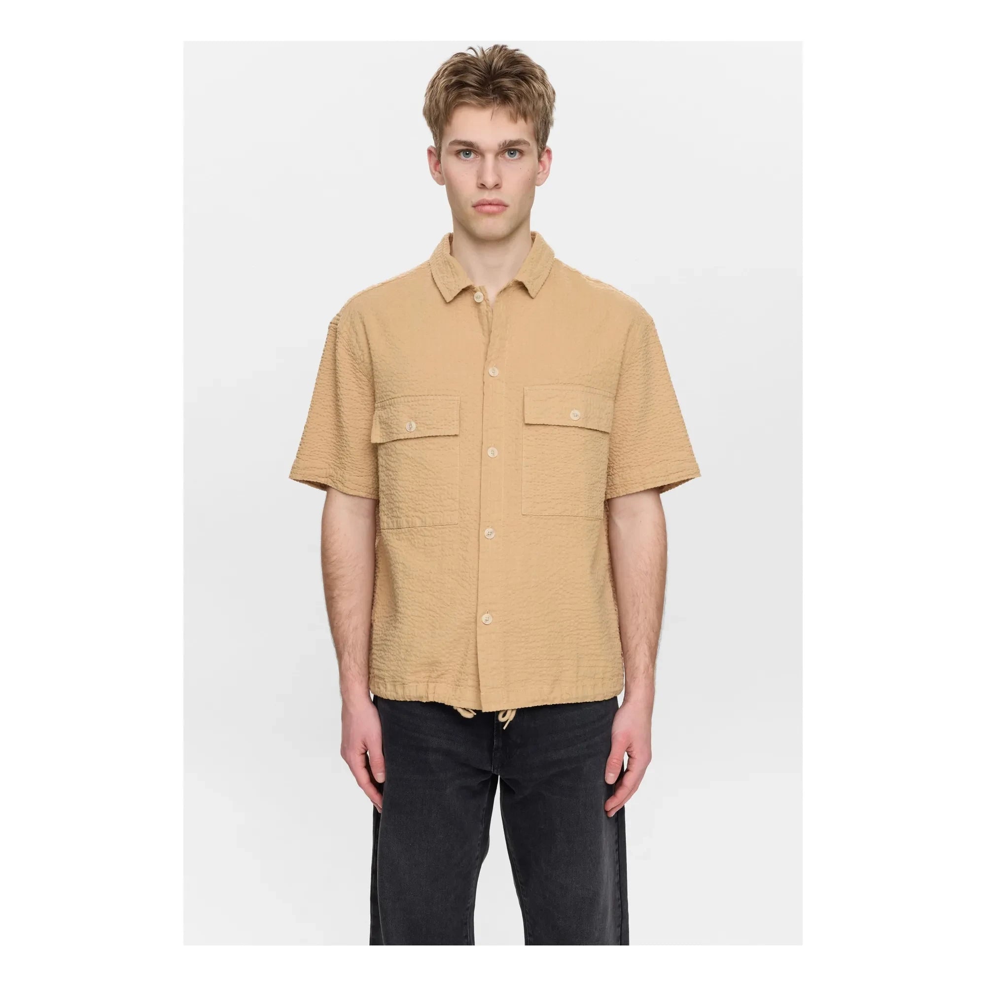Anerkjendt - Camisa Akotto Seersucker | Beige
