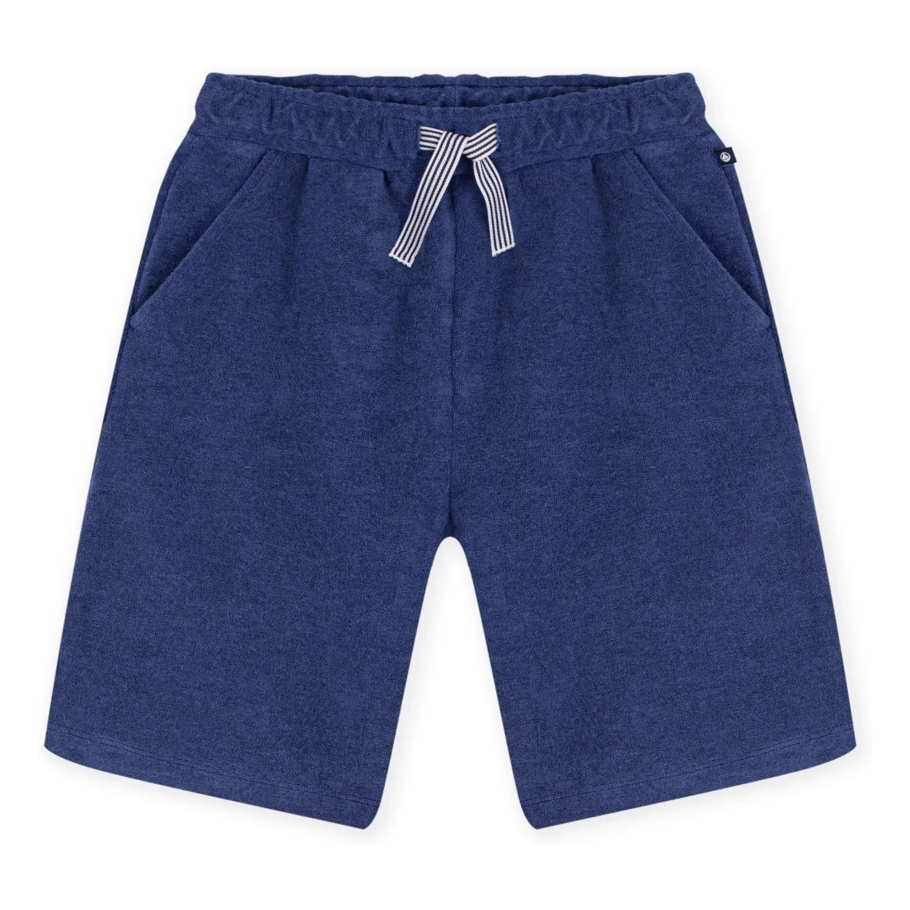 Petit Bateau - Pantalón corto de bermuda de esponja liso | Azul marino