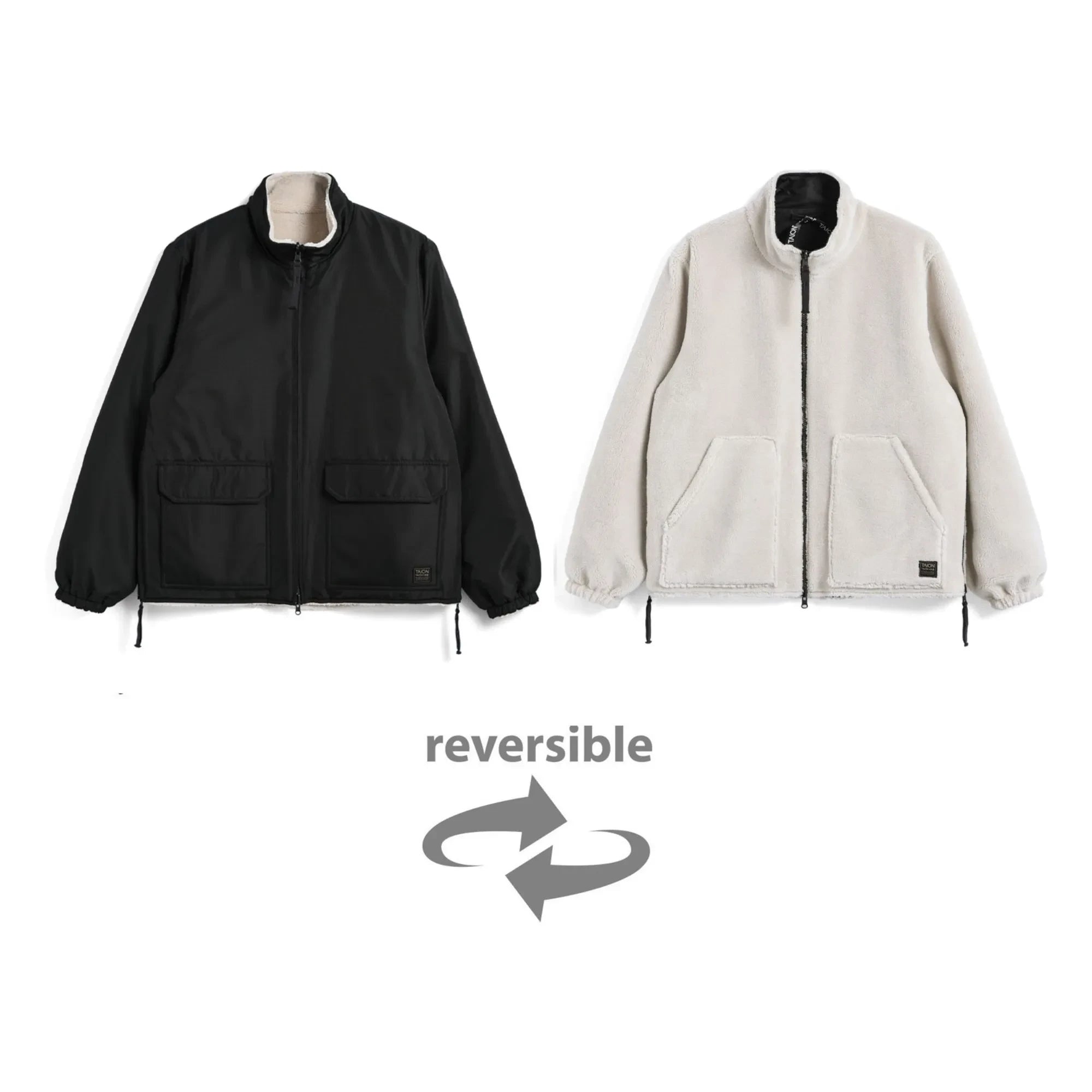 Taion - Chaqueta de boa militar de doble cara | Negro