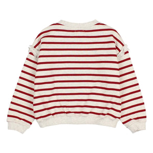 Búho - Sudadera de algodón orgánico a rayas | Rojo cereza