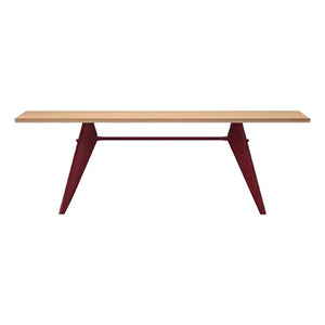 Vitra - Mesa EM - base roja japonesa - Jean Prouvé, 1950 | Roble